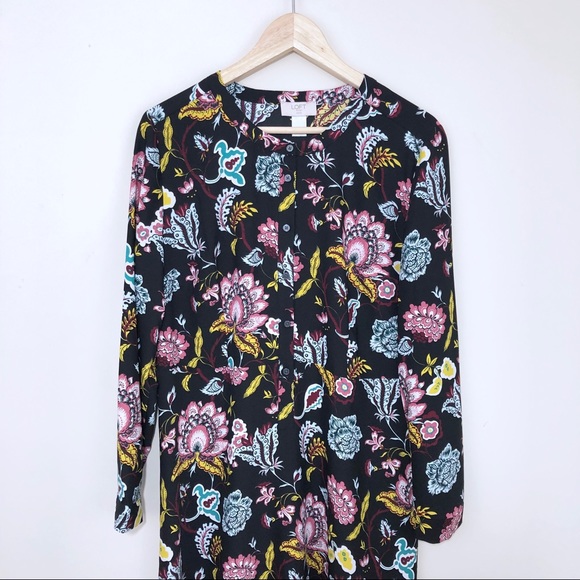 Ann Taylor Loft Floral Long Sleeve Dress 14P - Picture 3 of 6